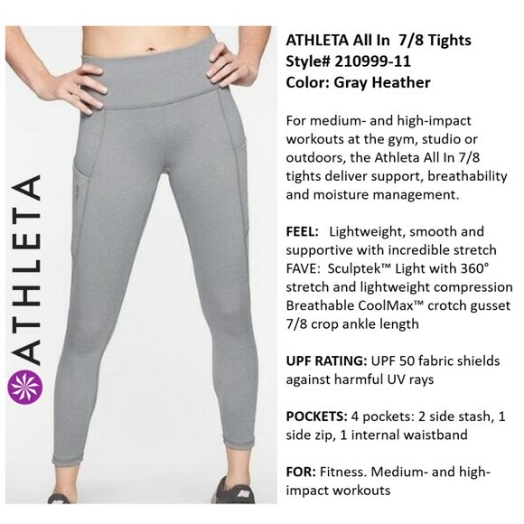 ATHLETA All In  7/8 Tights Style 210999 -  NWT! - Picture 2 of 14